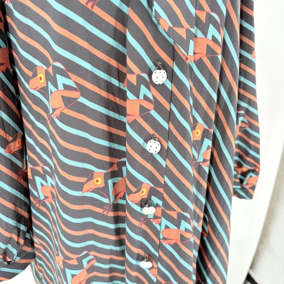 Buru Pink Label House Dress Frogs Stripes Small - Picture 6 of 11